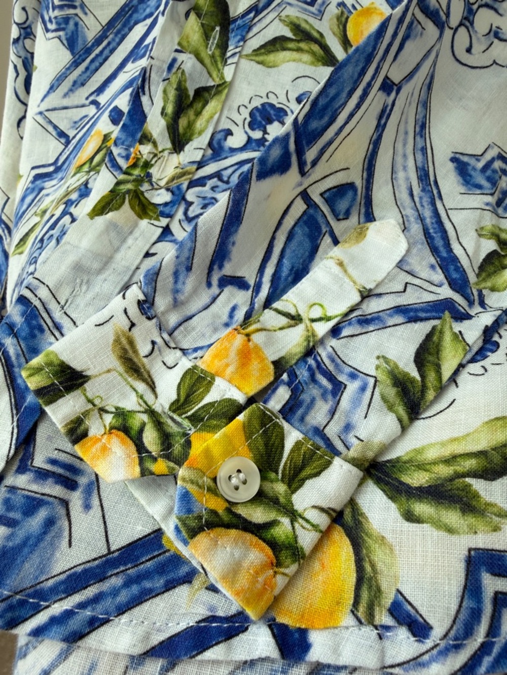 ๐ฏ Italian linen button down shirt. Classic lemons ๐ print, boys ,girls Size XS-S - Picture 6 of 11
